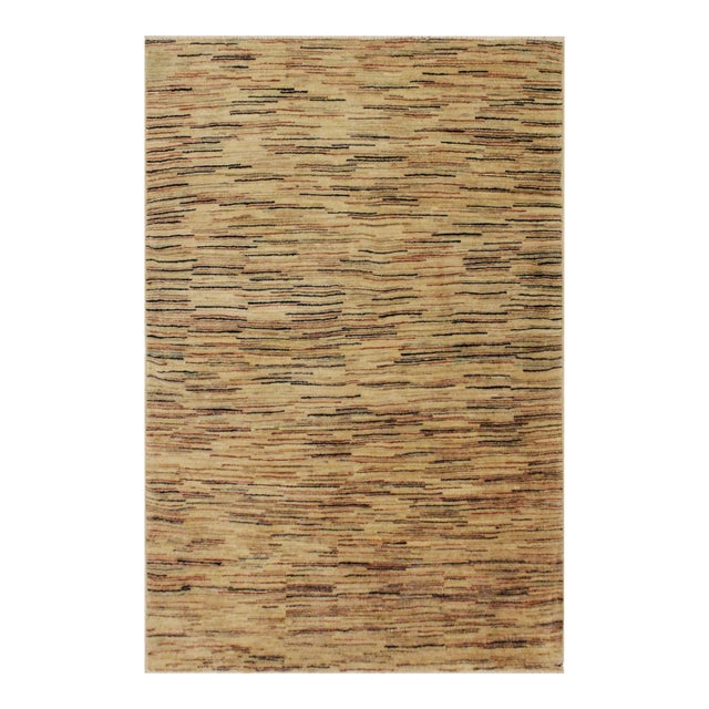 Bohemian Gabbeh Beige/Black Wool Rug - 3'9'' X 5'9'' For Sale