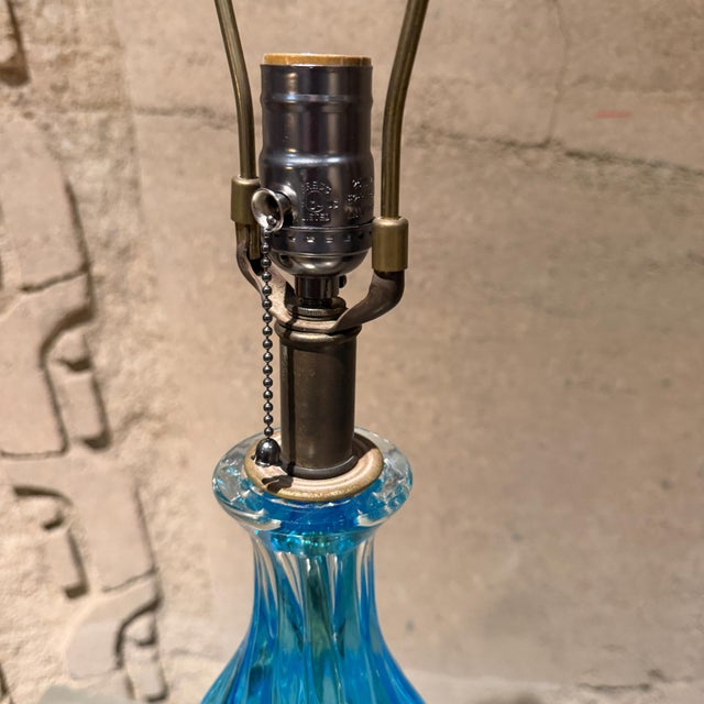 Glass Mid-Century Modern Blue Murano Glass Table Lamps Designed by Segues For Sale - Image 7 of 12