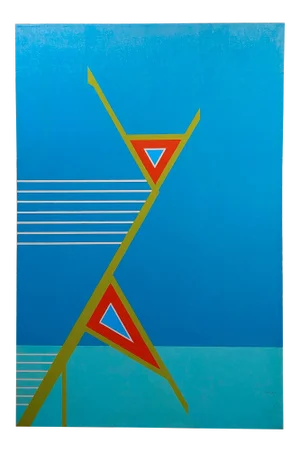 Jack Justice 1960s Abstract Composition of Geometric Hard Edge - Oil Painting