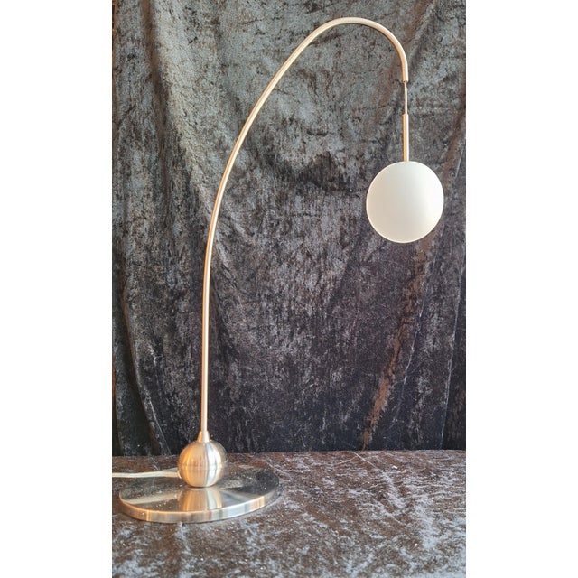 Vintage Table Lamp with Metal Frame and White Glass Globe by Schneider GMBH & Co, 2003 For Sale - Image 6 of 8