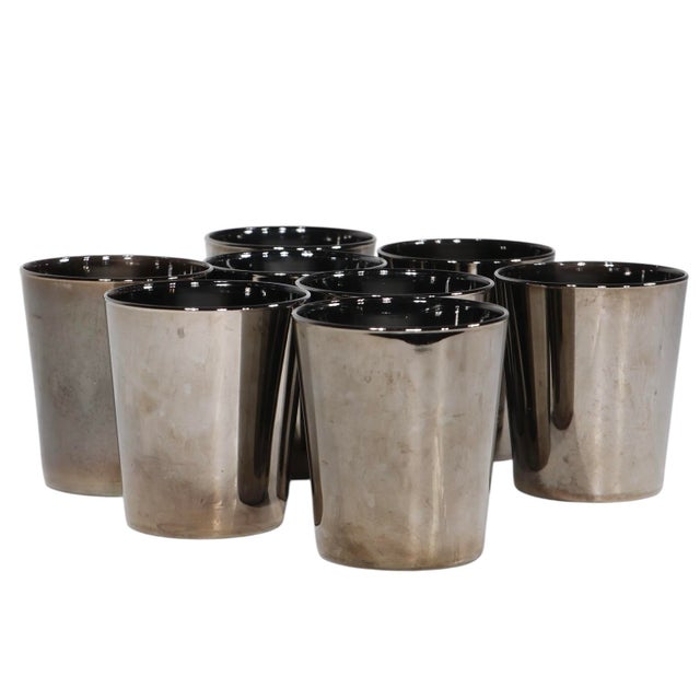 Mid-Century Modern Mid 20th Century Dorothy Thorpe Silver-Tone Clad Drinking Old Fashioned Glasses- Set of 8 For Sale - Image 3 of 10