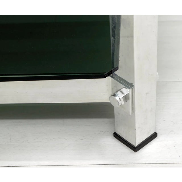 Silver Vintage Italian Aluminum and Glass Coffee Table, 1970s For Sale - Image 8 of 9