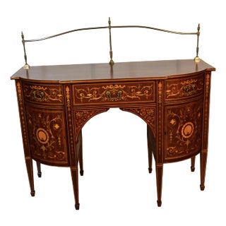 1890s Antique English Sheraton Mahogany Inlaid Server / Buffet For Sale