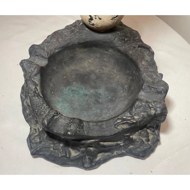 Large Antique Circus Elephant Dish Ashtray Armor Bronze Clad Statue Sculpture For Sale - Image 10 of 14