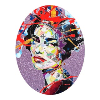 "Minode Locket" Contemporary Expressionist Style Mixed-Media Portrait Painting by Alea Pinar Du Pre For Sale