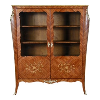 Small Marquetry Display Bookcase, 1890s For Sale