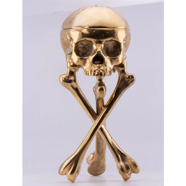 French Desk Clock French Ormolu Gilt Bronze Verge Fusee Memento Mori Skull Bones For Sale - Image 3 of 17