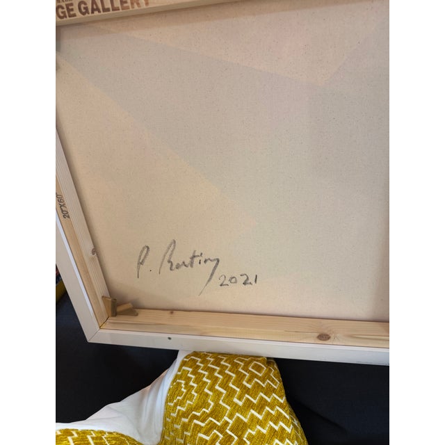 French Artist Patrice Bertin Long Abstract Geometric Framed Oil on Canvas For Sale In Miami - Image 6 of 8