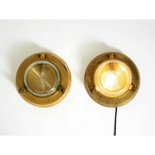 Large Maritime Ship Wall Lamps in Brass and Glass, 1950s, Set of 2 For Sale - Image 6 of 18