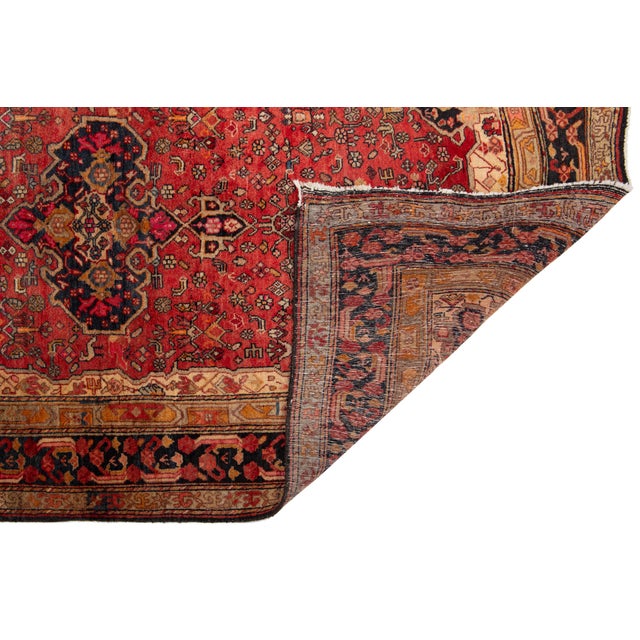 Persian 4 X 7 Hand-Knotted Persian Bidjar Wool Rug in Red From the 1960s For Sale - Image 3 of 8