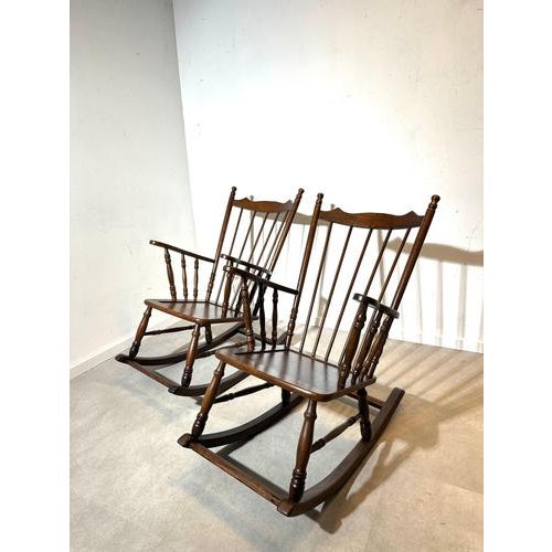 Vintage Windsor Rocking Chair in Dark Oak For Sale - Image 5 of 5
