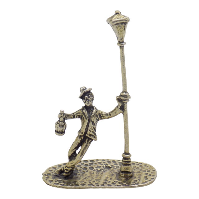 Vintage Italian Handmade Genuine Silver Drunken Man on the Street Figurine Miniature For Sale