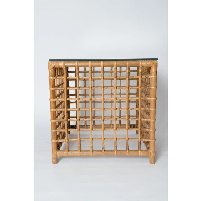Mid-Century Modern Henry Olko Mid-Century Modern Square Series Rattan Side Table For Sale - Image 3 of 10