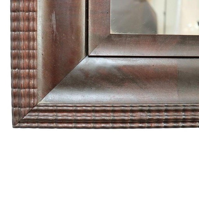 Late 19th Century Large Antique Classical Flame Mahogany Ripple Edge Mirror Unsigned C1890 For Sale - Image 5 of 7