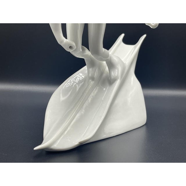 Vintage Slalom Skier Figure in Porcelain from Royal Dux, 1950s, in Flawless conditions. Designed 1950 to 1959 This piece...