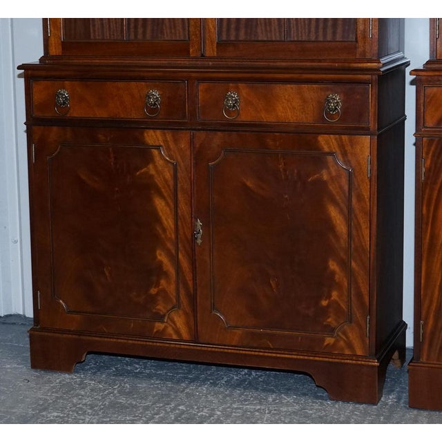 Georgian Display Cabinets with Brass Lion Handles, Set of 2 For Sale - Image 17 of 18