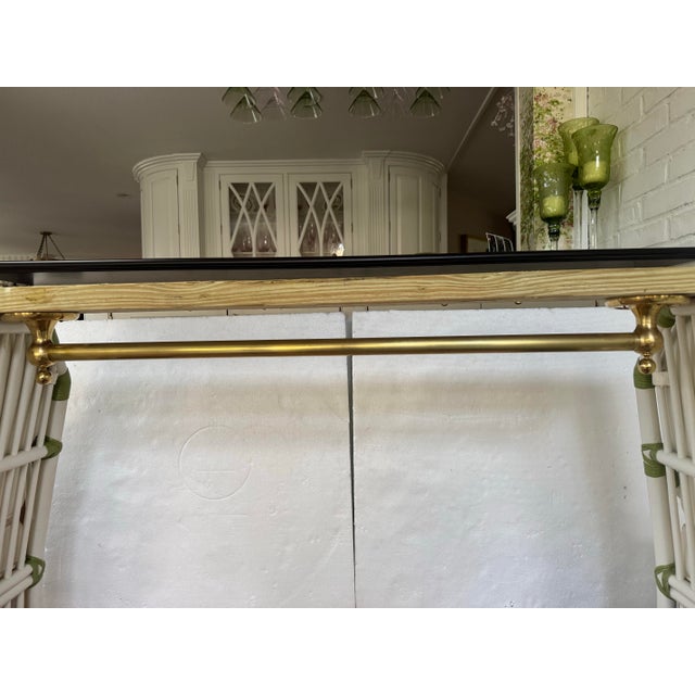 Handcrafted Vintage Solid Brass Hanging Pot Rack For Sale In New York - Image 6 of 12