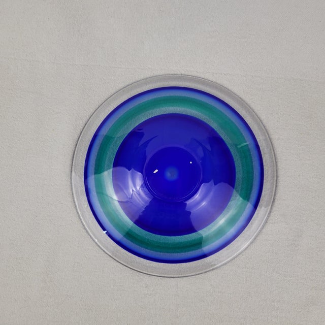 Olle Alberius Orrefors Olle Alberius Blue Green Art Glass Bowl Signed MCM For Sale - Image 4 of 10