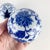 Pair Vintage Blue & White Asian Chinoiserie Porcelain Carpet Balls Star Flowers For Sale - Image 4 of 8