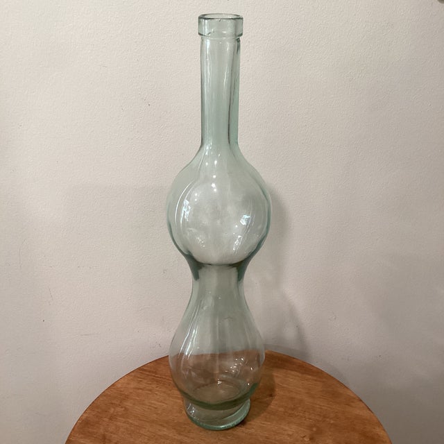 Vintage Large Blown Art Glass Green Bottle 3 Liter Sve Italy For Sale - Image 12 of 12