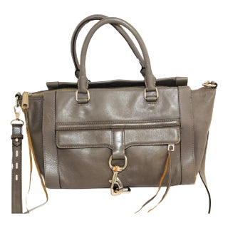 Rebecca Minkoff Large Grey Leather Bowery Satchel For Sale