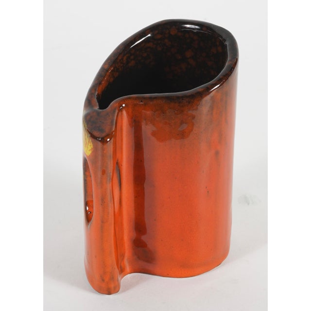 Ceramic Romulo Remus Verzolini Questa Maiolica Red Vase Signed Mid Century Italy For Sale - Image 7 of 8
