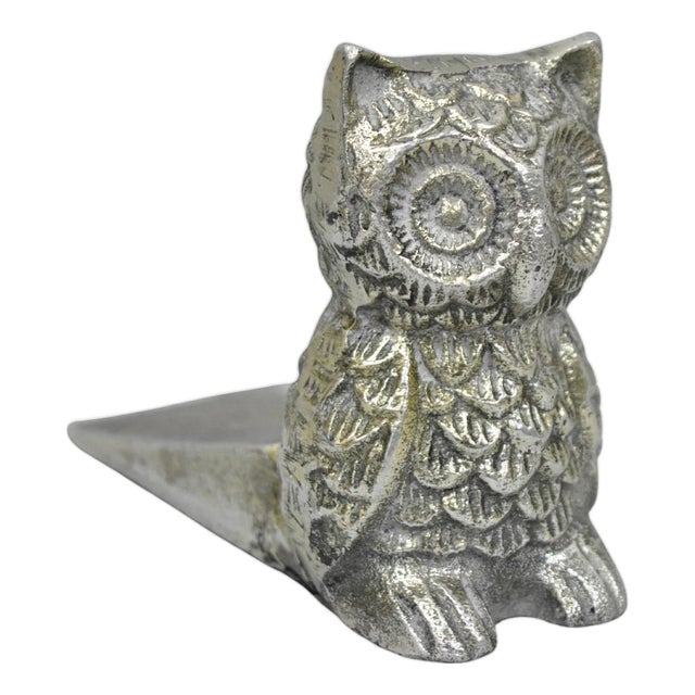 Contemporary Mid Century Modern Style Small Figural Owl Form Doorstop Wedge For Sale