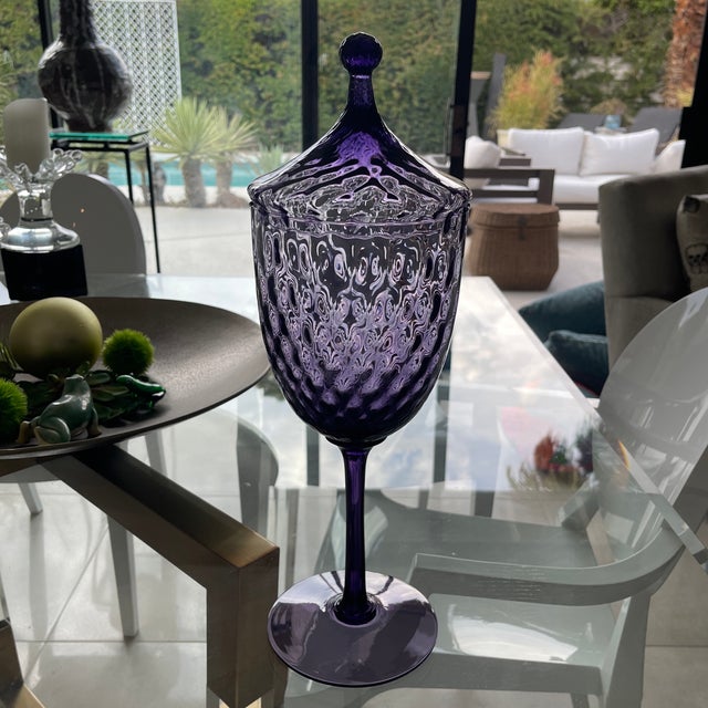 Purple 60s Glass Jar With Lid For Sale - Image 4 of 7