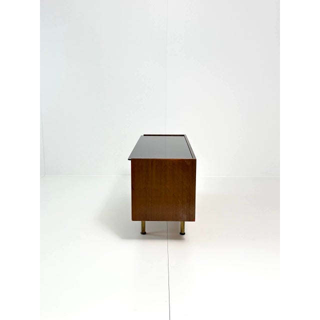 Vintage Two-Tone Wood Sideboard with Black Glass Top, 1960s For Sale - Image 12 of 18