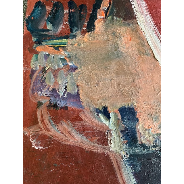 Red Mid Century "Abstract #6" Oil Painting AbEx Victor Thall For Sale - Image 8 of 13