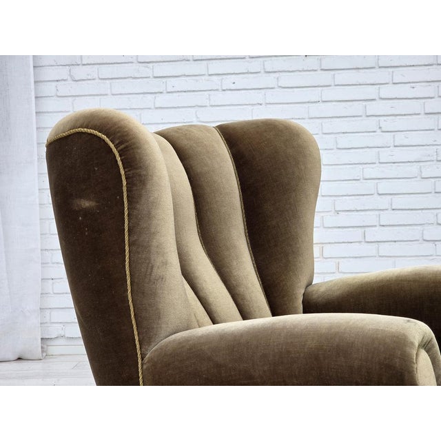 Danish Relax Armchair in Dark Green Velour and Ash, 1960s For Sale - Image 12 of 18