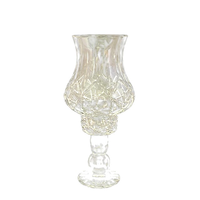 1970's 2 Pc Hurricane Candle Holder & Globe, 24% Lead Crystal by Block Poland For Sale - Image 10 of 14