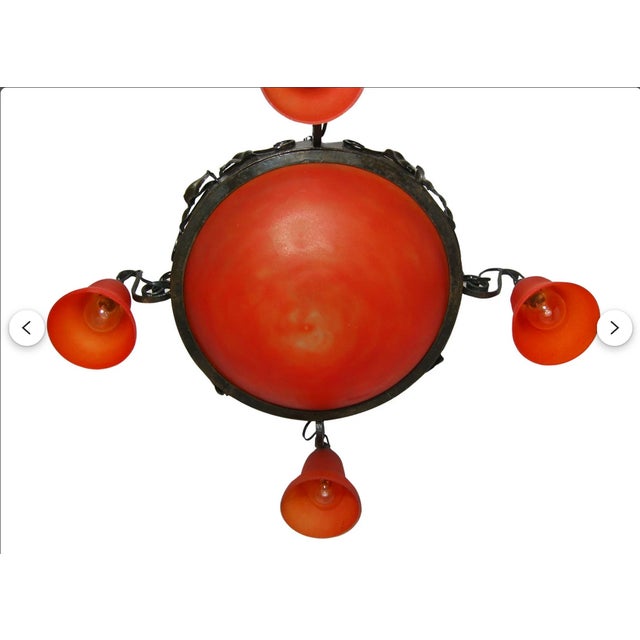Art Deco Art Nouveau Pate de Verre Chandelier, 1980s For Sale - Image 6 of 12