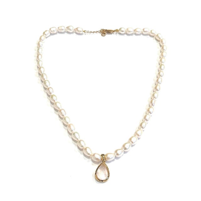 Bochic "Capri" Vintage Pearl & Pink Quartz Necklace Set 18K Gold & Silver For Sale In New York - Image 6 of 18