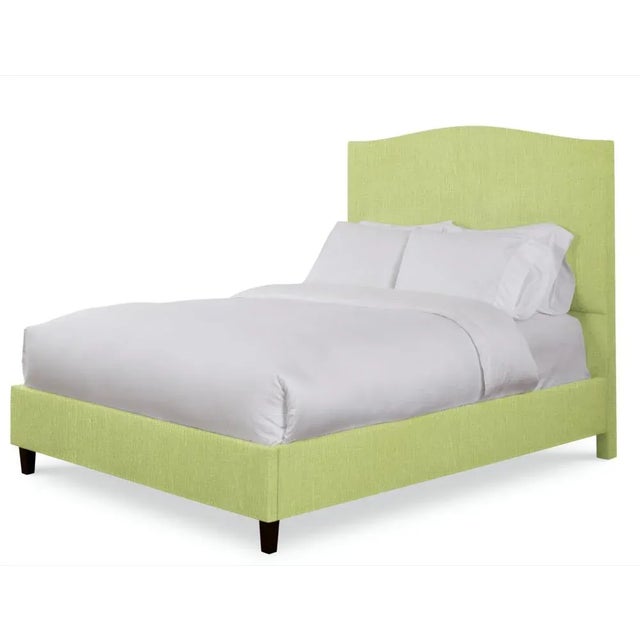Modern Hazel Queen Bedframe, Apple Linen For Sale - Image 3 of 4