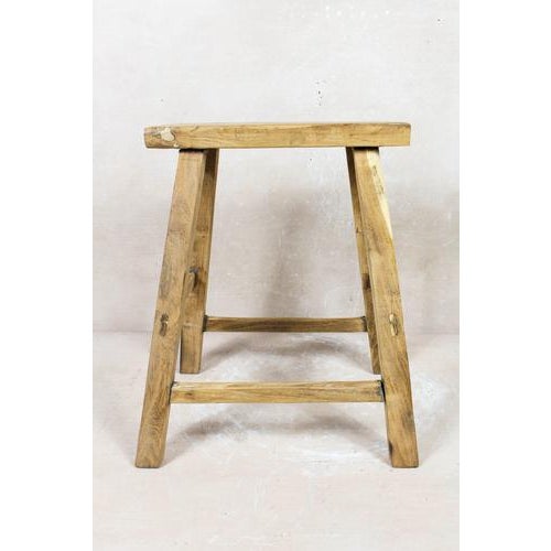 Vintage Rustic Stool in Elm For Sale - Image 5 of 5