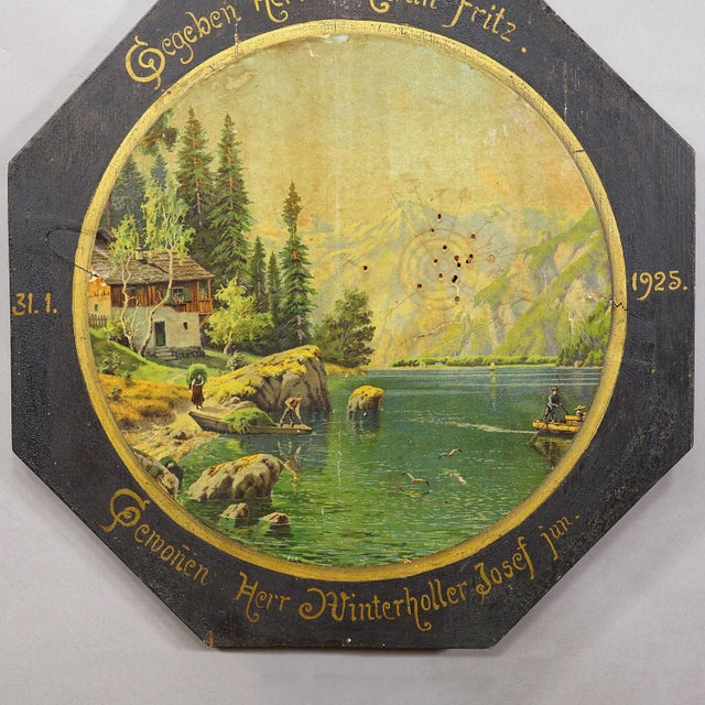Victorian Antique Honor Target Landscape With Lake and Mountains, Germany 1925 For Sale - Image 3 of 6