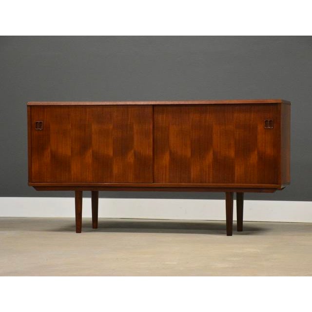 Refinished 59” Danish Modern Teak Credenza For Sale In Boston - Image 6 of 11