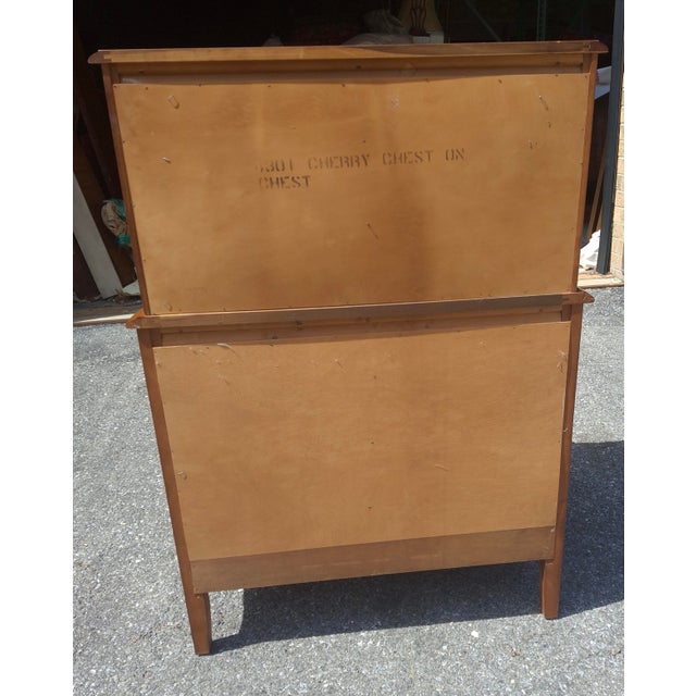 Mid 20th Century Permacraft Provincial Style Cherry Chest on Chest of Drawers For Sale - Image 10 of 14