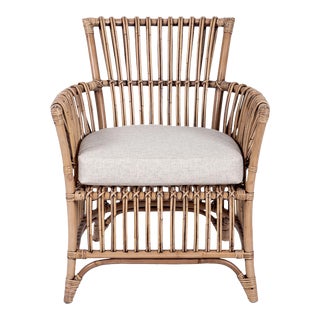 Boho Arm Chair, Camel, Rattan For Sale