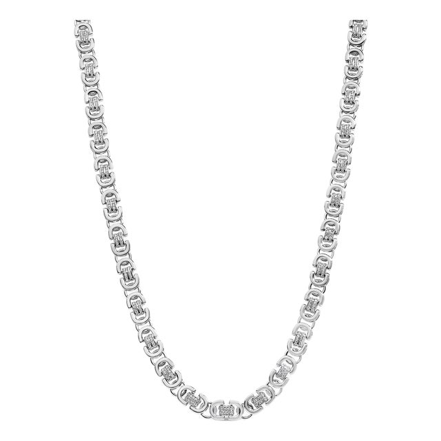 Sterling Silver 2 1/2 Cttw Diamond Eternity Men's Station Necklace For Sale