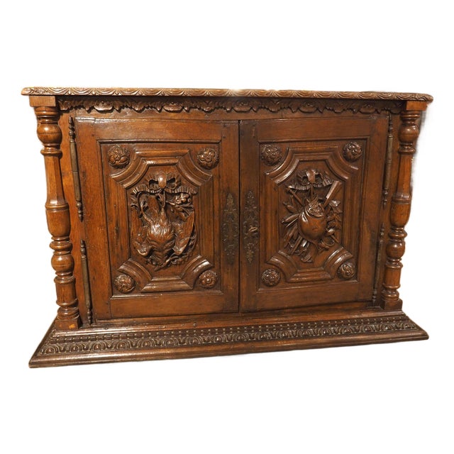 18th Century French Oak Hunt Buffet With Game Bird and Fish Panels For Sale