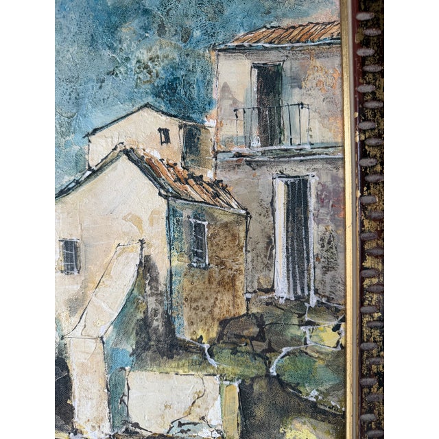 Vintage European Village Landscape Oil on Canvas Painting – Framed For Sale - Image 10 of 12