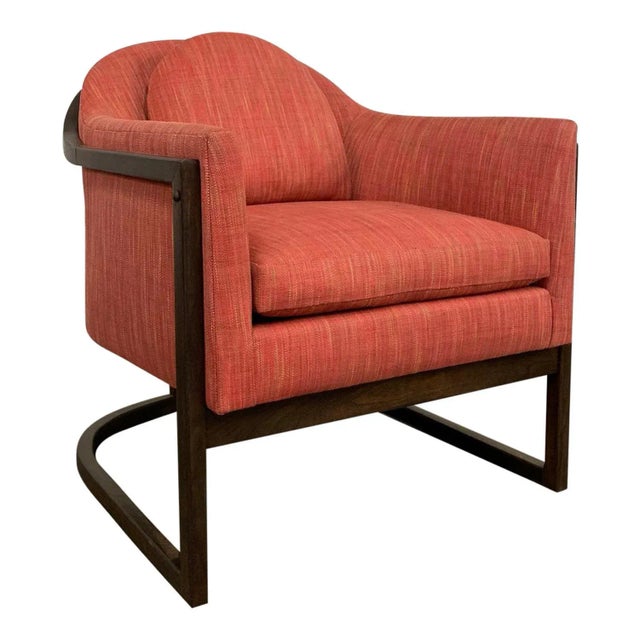 Brick Red Mid-Century Modern Upholstered Barrel Club Chair For Sale - Image 8 of 8
