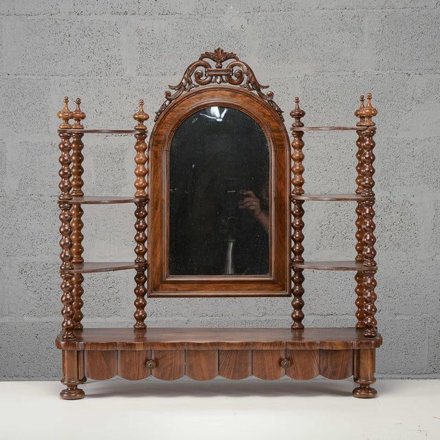 Brown Dressing Table with Shelves and Tilting Mirror For Sale - Image 8 of 9