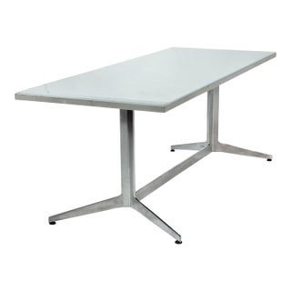 Ward Bennett Frosted Glass and Aluminum Dining Table/Desk, 1960 For Sale