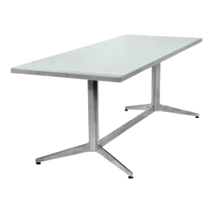 Ward Bennett Frosted Glass and Aluminum Dining Table/Desk, 1960