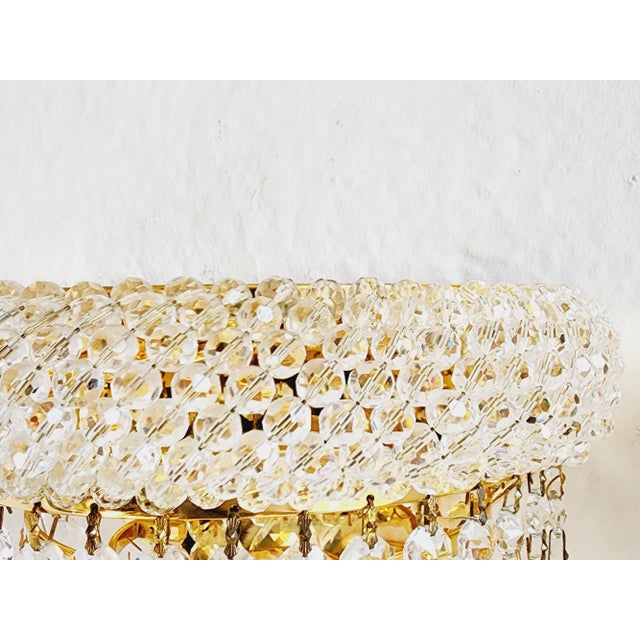 Metal Vintage Hollywood Regency Style Crystal Sconces-A Pair For Sale - Image 7 of 11