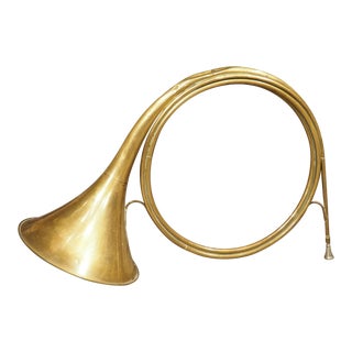 Antique French Brass Hunting Horn, ‘Le Cor De Chasse’ by Couesnon Paris, Early 1900s For Sale