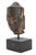 Thai Patinated Metal Buddha Head in Headdress, ebonized wood square base. Overall: 3" H x 1.5" W x 1" D. Provenance: From...